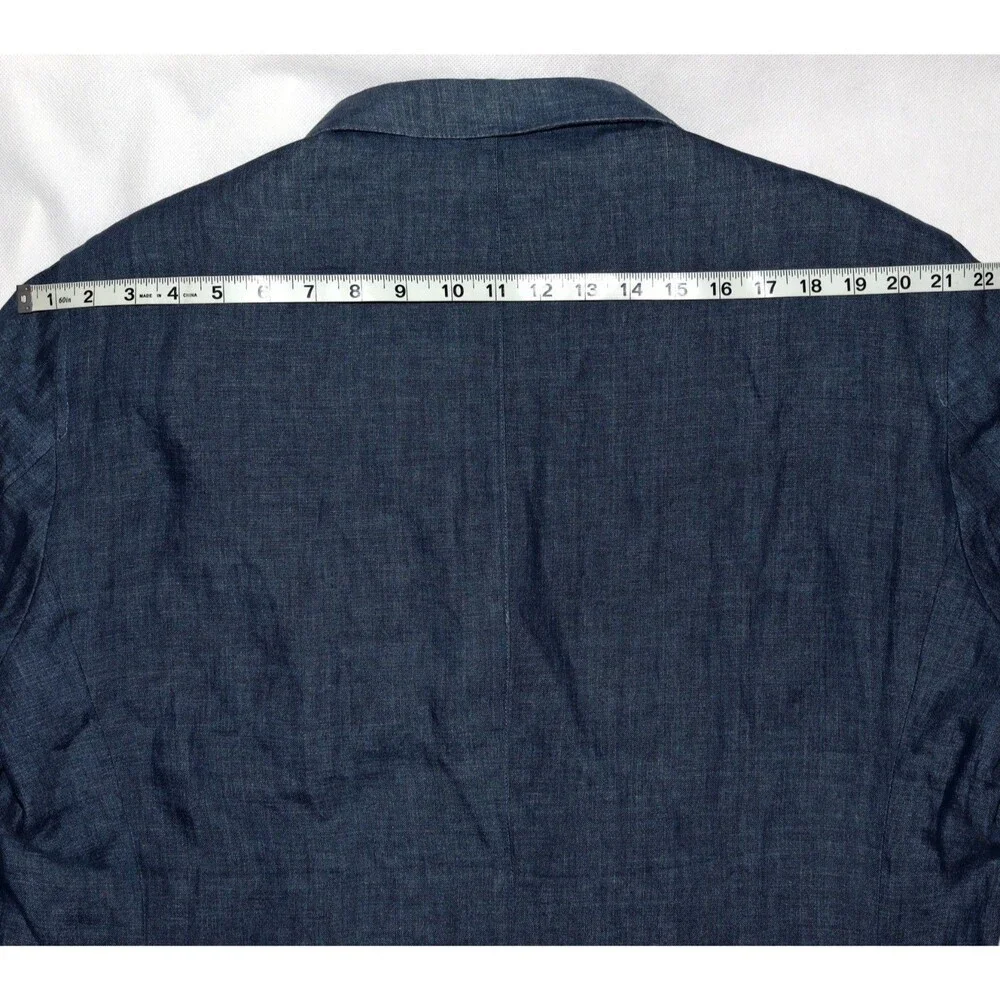Faconnable‎ Men's 100% Linen Chambray Denim Blazer Sport Coat Jacket Size XL